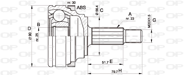 CVJ5332.10 OPEN PARTS Шарнирный комплект, приводной вал (фото 1)