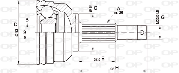 CVJ5345.10 OPEN PARTS Шарнирный комплект, приводной вал (фото 1)