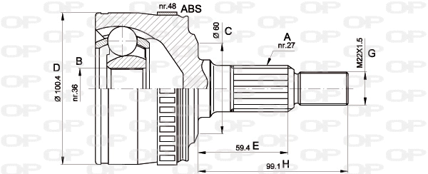 CVJ5360.10 OPEN PARTS Шарнирный комплект, приводной вал (фото 1)