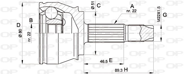 CVJ5361.10 OPEN PARTS Шарнирный комплект, приводной вал (фото 1)