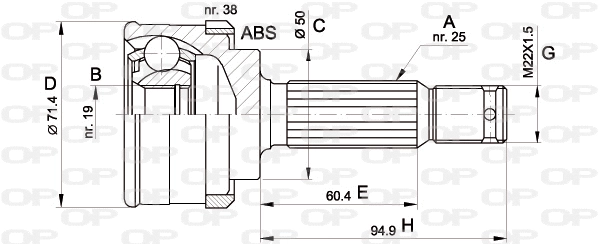 CVJ5393.10 OPEN PARTS Шарнирный комплект, приводной вал (фото 1)