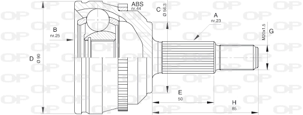 CVJ5441.10 OPEN PARTS Шарнирный комплект, приводной вал (фото 1)