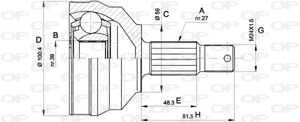 CVJ5460.10 OPEN PARTS Шарнирный комплект, приводной вал (фото 1)