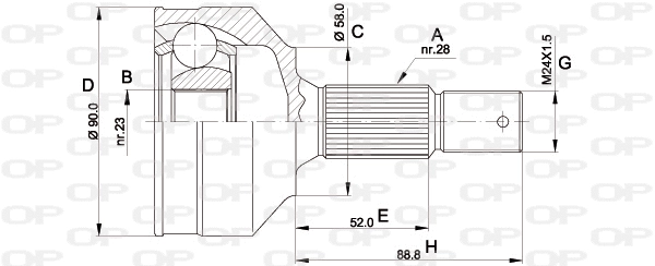 CVJ5461.10 OPEN PARTS Шарнирный комплект, приводной вал (фото 1)
