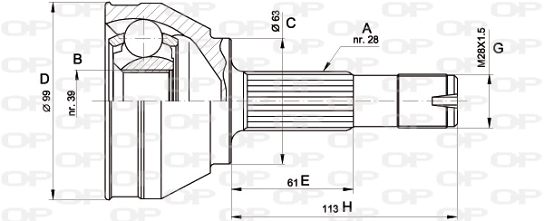 CVJ5463.10 OPEN PARTS Шарнирный комплект, приводной вал (фото 1)