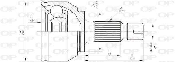 CVJ5567.10 OPEN PARTS Шарнирный комплект, приводной вал (фото 1)