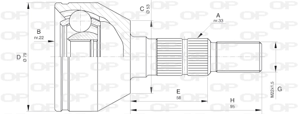 CVJ5598.10 OPEN PARTS Шарнирный комплект, приводной вал (фото 1)