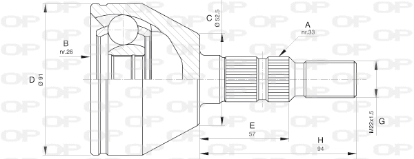 CVJ5603.10 OPEN PARTS Шарнирный комплект, приводной вал (фото 1)