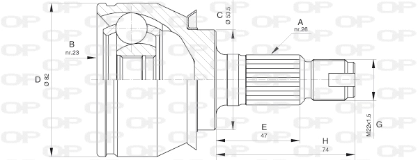 CVJ5610.10 OPEN PARTS Шарнирный комплект, приводной вал (фото 1)