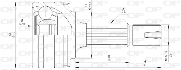 CVJ5616.10 OPEN PARTS Шарнирный комплект, приводной вал (фото 1)