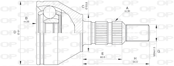 CVJ5641.10 OPEN PARTS Шарнирный комплект, приводной вал (фото 1)