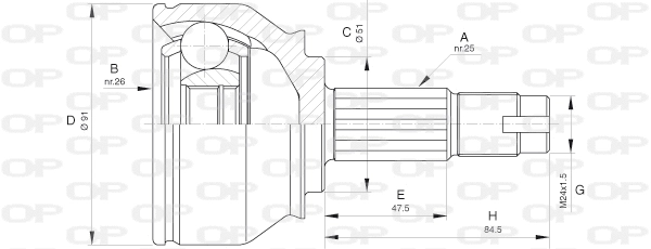 CVJ5647.10 OPEN PARTS Шарнирный комплект, приводной вал (фото 1)