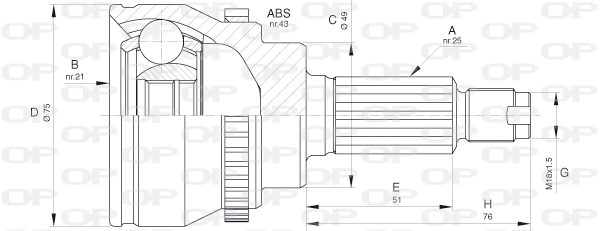 CVJ5648.10 OPEN PARTS Шарнирный комплект, приводной вал (фото 1)