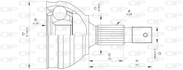 CVJ5653.10 OPEN PARTS Шарнирный комплект, приводной вал (фото 1)