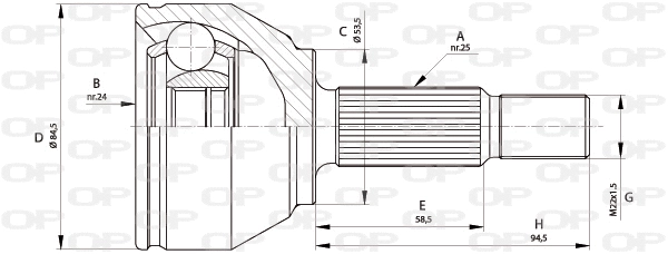 CVJ5681.10 OPEN PARTS Шарнирный комплект, приводной вал (фото 1)