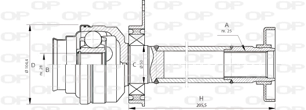 CVJ5707.20 OPEN PARTS Шарнирный комплект, приводной вал (фото 1)