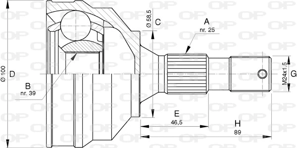 CVJ5747.10 OPEN PARTS Шарнирный комплект, приводной вал (фото 1)