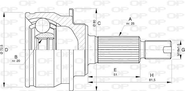 CVJ5748.10 OPEN PARTS Шарнирный комплект, приводной вал (фото 1)