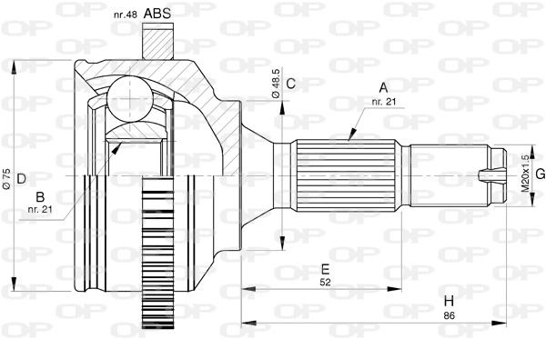 CVJ5764.10 OPEN PARTS Шарнирный комплект, приводной вал (фото 1)