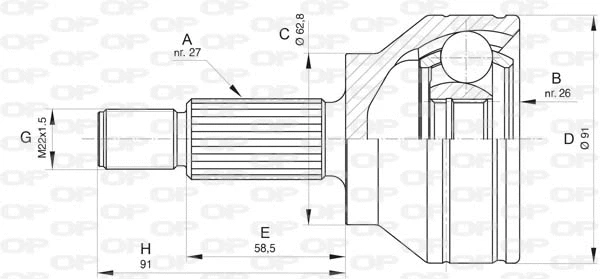 CVJ5804.10 OPEN PARTS Шарнирный комплект, приводной вал (фото 1)