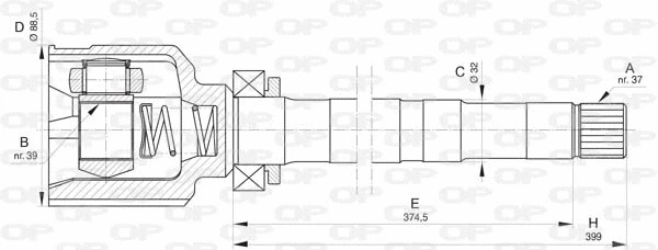 CVJ5836.20 OPEN PARTS Шарнирный комплект, приводной вал (фото 1)