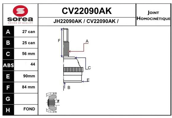 CV22090AK EAI Шарнирный комплект, приводной вал (фото 1)