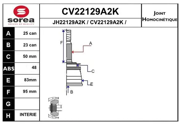CV22129A2K EAI Шарнирный комплект, приводной вал (фото 1)