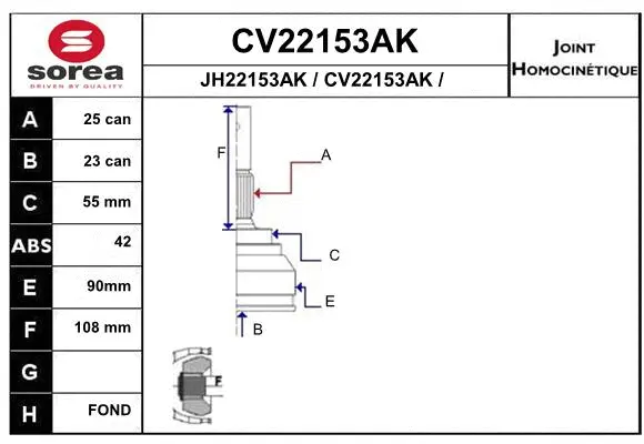 CV22153AK EAI Шарнирный комплект, приводной вал (фото 1)
