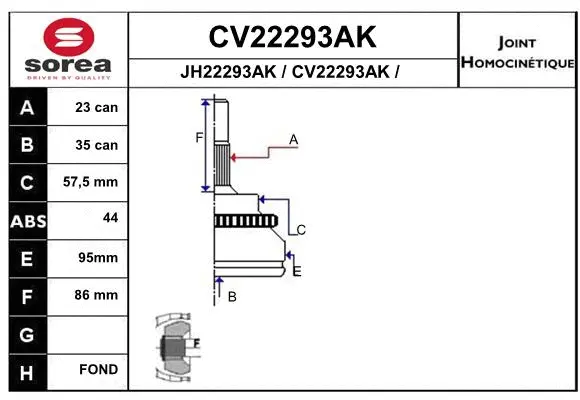 CV22293AK EAI Шарнирный комплект, приводной вал (фото 1)