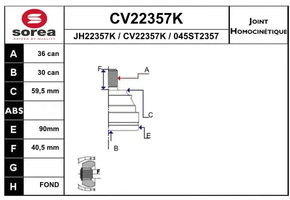 CV22357K EAI Шарнирный комплект, приводной вал (фото 1)