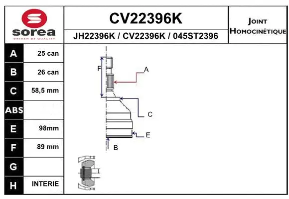 CV22396K EAI Шарнирный комплект, приводной вал (фото 1)