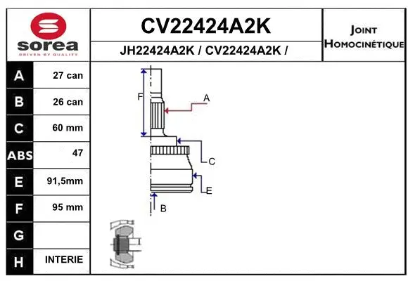 CV22424A2K EAI Шарнирный комплект, приводной вал (фото 1)