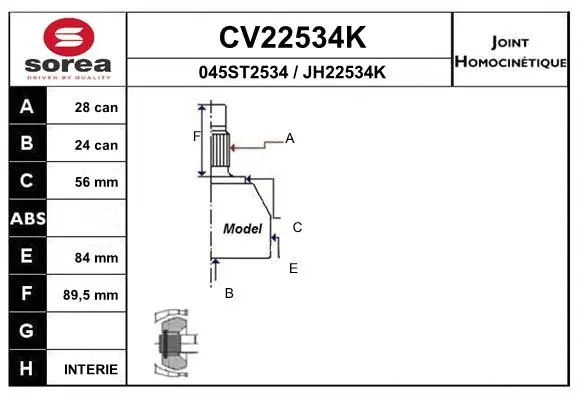 CV22534K EAI Шарнирный комплект, приводной вал (фото 1)