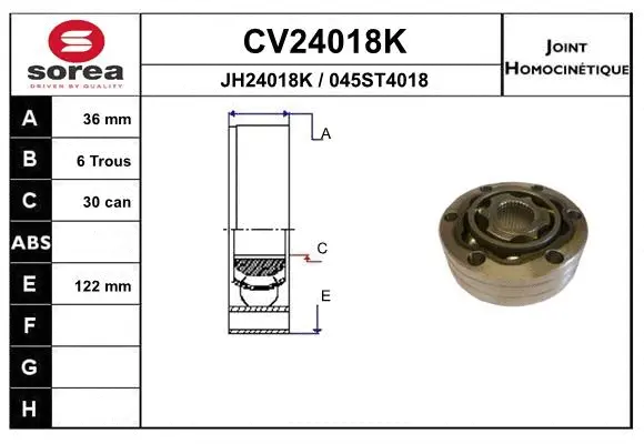 CV24018K EAI Шарнирный комплект, приводной вал (фото 1)