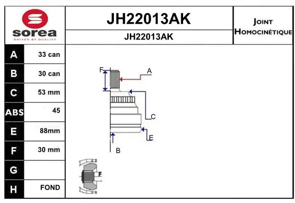 JH22013AK SNRA Шарнирный комплект, приводной вал (фото 1)