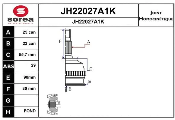 JH22027A1K SNRA Шарнирный комплект, приводной вал (фото 1)