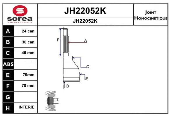 JH22052K SNRA Шарнирный комплект, приводной вал (фото 1)