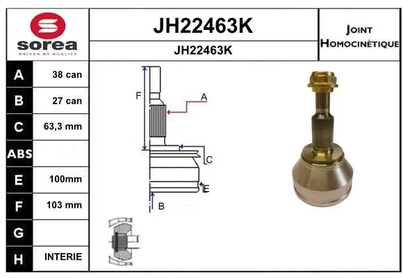 JH22463K SNRA Шарнирный комплект, приводной вал (фото 1)