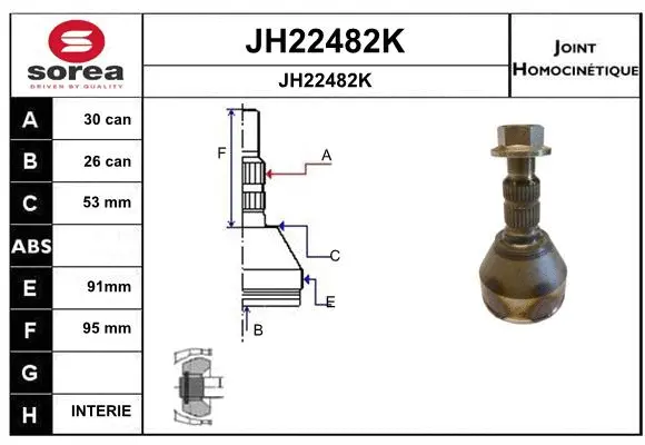 JH22482K SNRA Шарнирный комплект, приводной вал (фото 1)