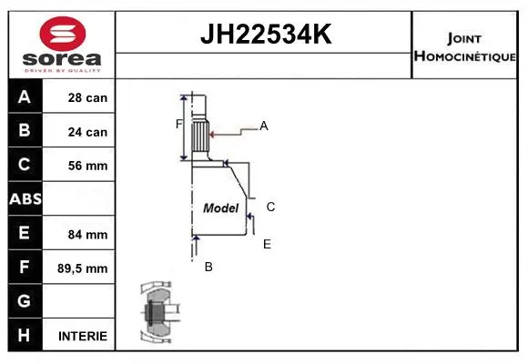 JH22534K SNRA Шарнирный комплект, приводной вал (фото 1)