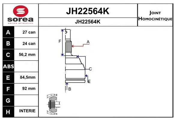 JH22564K SNRA Шарнирный комплект, приводной вал (фото 1)
