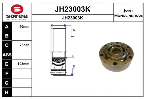 JH23003K SNRA Шарнирный комплект, приводной вал (фото 1)