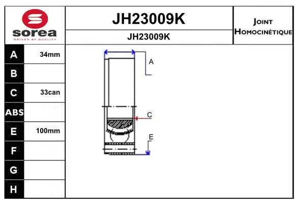 JH23009K SNRA Шарнирный комплект, приводной вал (фото 1)