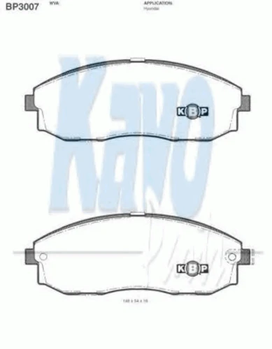 BP-3007 KAVO PARTS Комплект тормозных колодок, дисковый тормоз (фото 1)