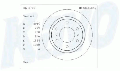 BR-5760 KAVO PARTS Тормозной диск (фото 1)