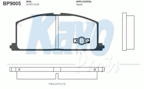 BP-9005 KAVO PARTS Комплект тормозных колодок, дисковый тормоз (фото 2)