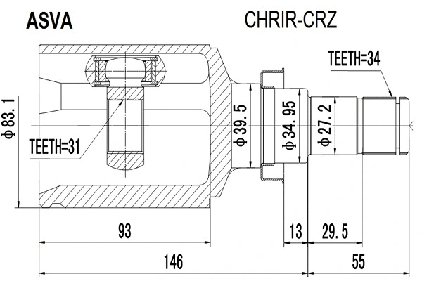 CHRIR-CRZ ASVA Шарнирный комплект, приводной вал (фото 1)