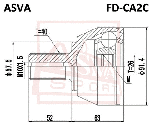FD-CA2C ASVA Шарнирный комплект, приводной вал (фото 1)
