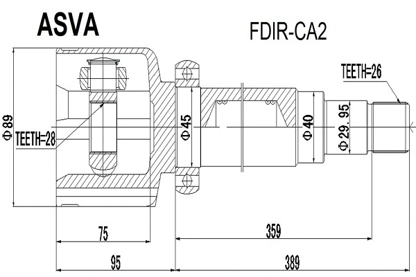 FDIR-CA2 ASVA Шарнирный комплект, приводной вал (фото 1)