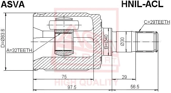HNIL-ACL ASVA Шарнирный комплект, приводной вал (фото 1)